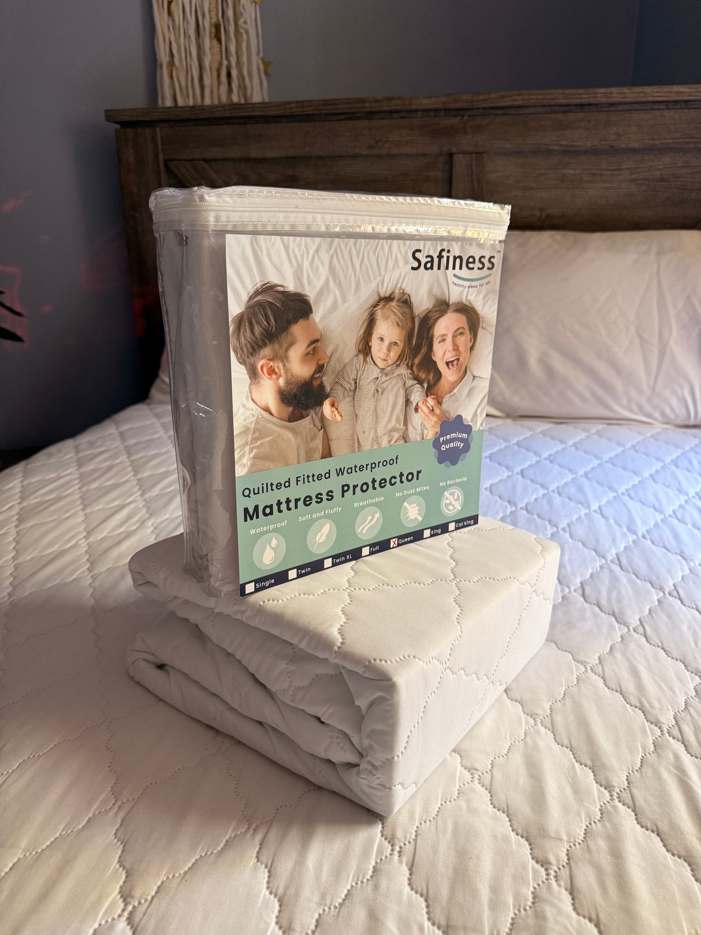 Quilted Waterproof Mattress Protector Queen - Noiseless Breathable Fitted Cover, Deep Pocket Hotel-Grade Bed Protection