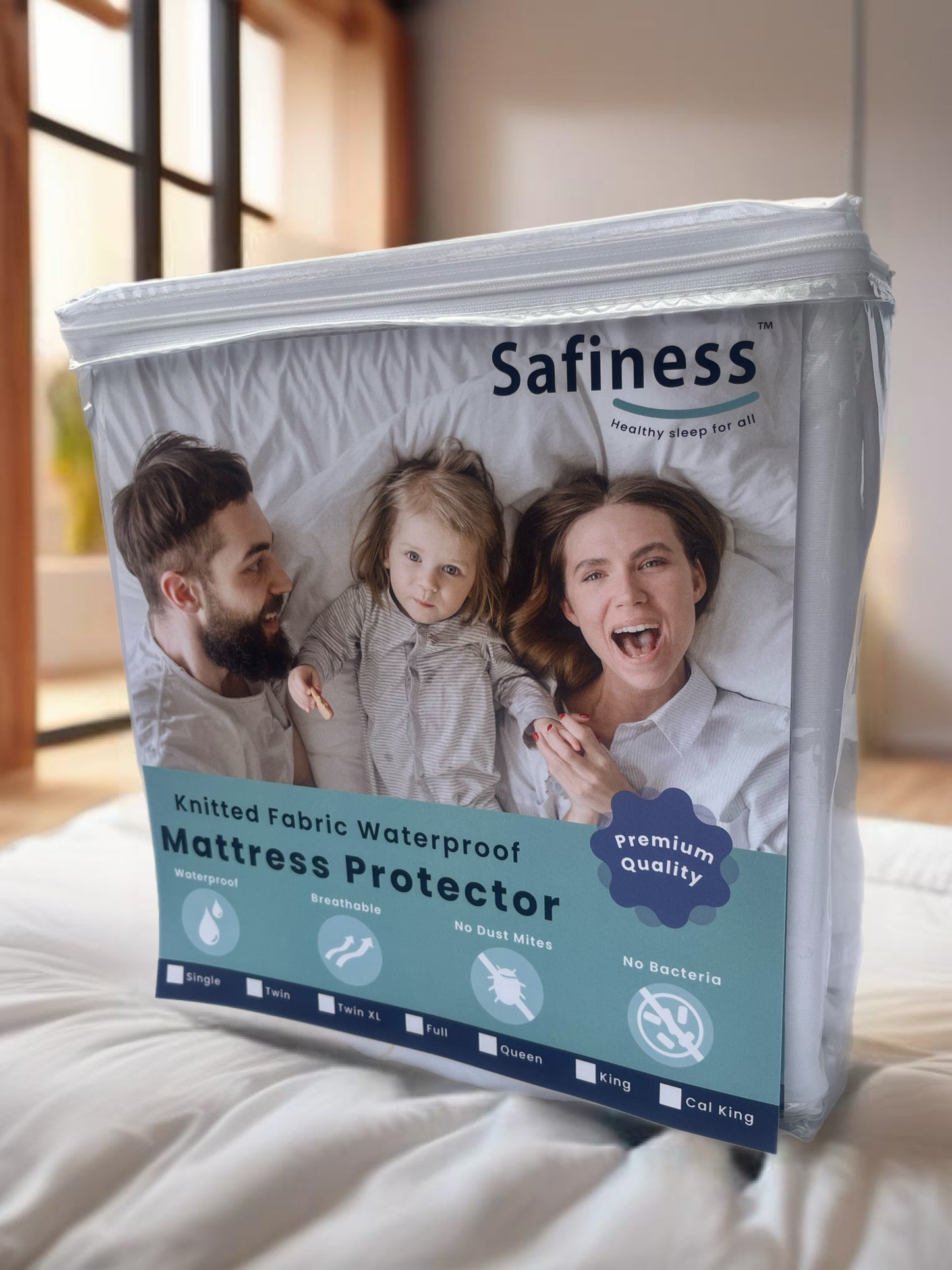 Knitted Premium Waterproof Mattress Protector + 2 waterproof pillowcases